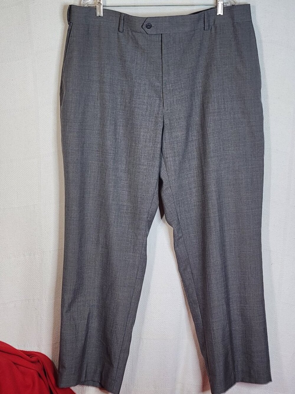 Stafford Performance Pleated Grey Poly Wool Blend Classic Fit Dress Pants 42x30